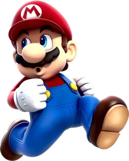 a nintendo mario running with his arms out