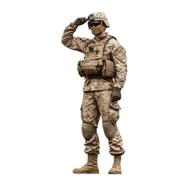 a soldier salutes with his hand on his head