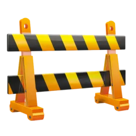 a yellow and black barr barrier on a white background