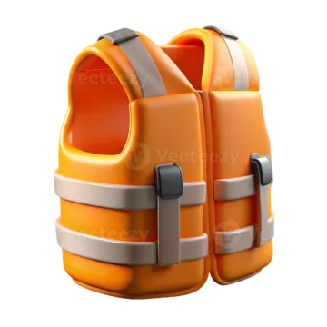 an orange life vest on a white background