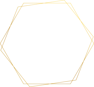 a gold hexagon frame with a white background