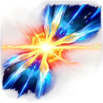 a blue and yellow explosion of light