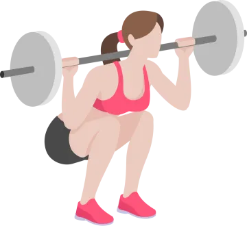 a woman squats with a barbell