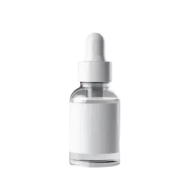 a bottle of white liquid on a white background