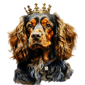 a dog with a crown on its head