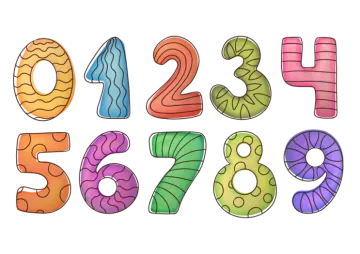 a set of numbers with different colors