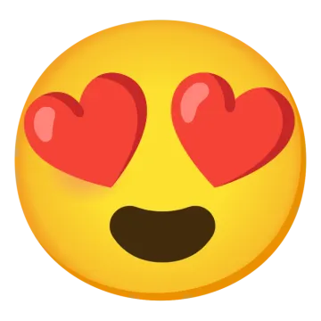 a smiley face with hearts in the eyes
