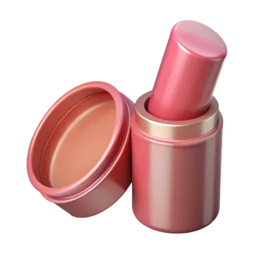 a close up of a pink lipstick container