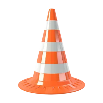an orange traffic cone on a white background