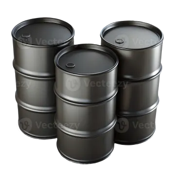 three barrels of oil on a white background