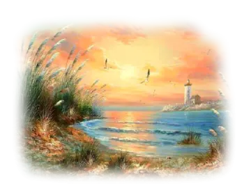 a painting of a sunset over the ocean