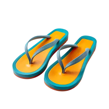 a pair of blue and orange flip flops