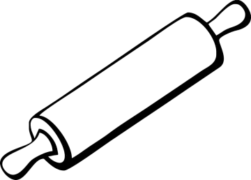 a black and white drawing of a rolling pin