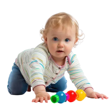 a baby playing with toys