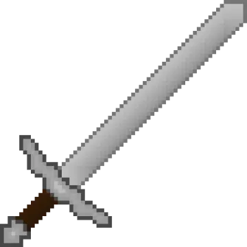 a pixel style sword with a wooden handle