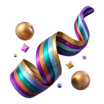 a bunch of colorful ribbons and christmas balls