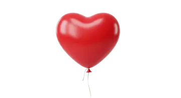 a red heart shaped balloon on a white background