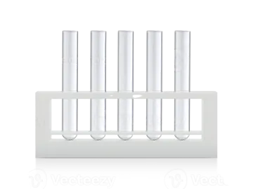 three test tubes on a white stand