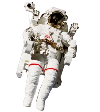 an astronaut is flying through the air