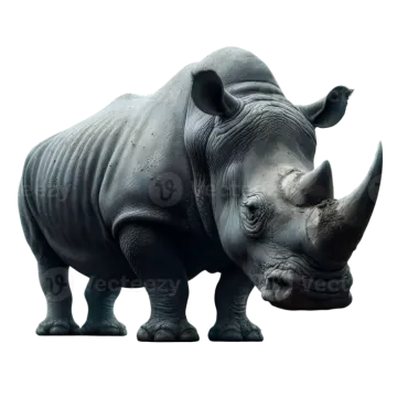 a rhino standing in front of a white background