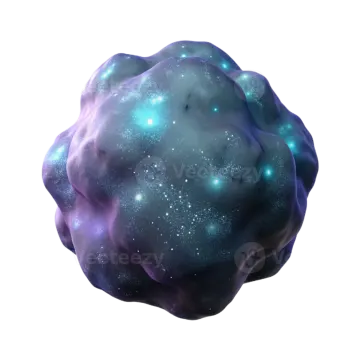 a blue and purple sphere with stars on it