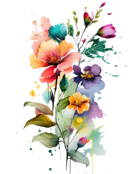 a painting of flowers on a white background