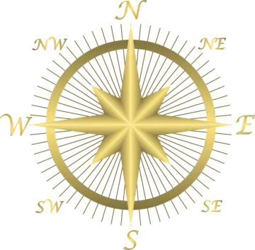a gold compass on a white background