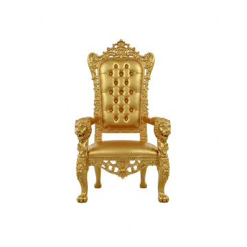 a gold chair on a white background