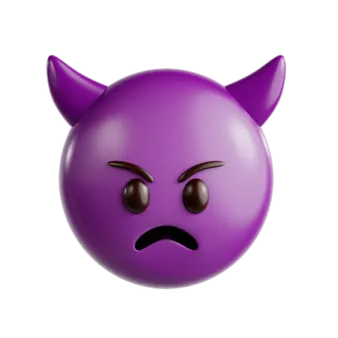 a purple ball with an angry expression on it