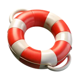 a red and white life preserver