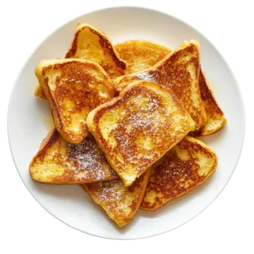 a plate with four pieces of french toast on it