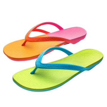 a pair of colorful flip flops