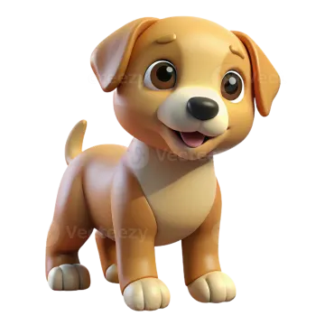 a cartoon dog with big eyes