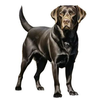 a black labrador dog standing on a white background