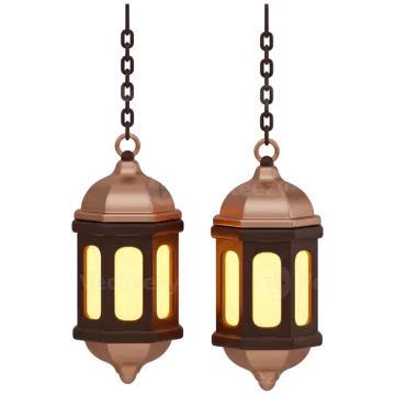 two brown lanterns hanging from a chain