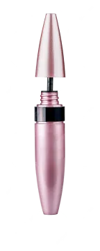 a bottle of pink liquid on a white background