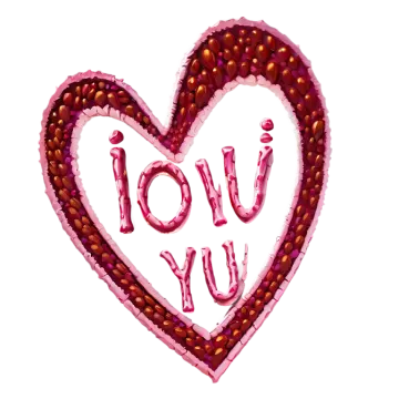 a heart with the word i love you on it