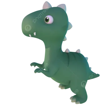 a cute green dinosaur with big eyes