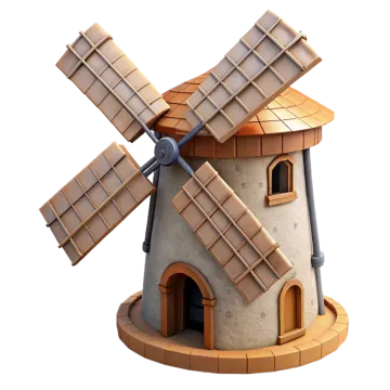 a model of a windmill on a white background