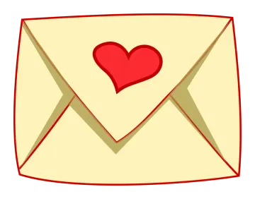 an envelope with a heart on it