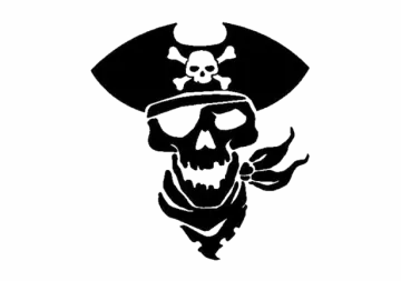 a pirate skull with a hat and eye patch