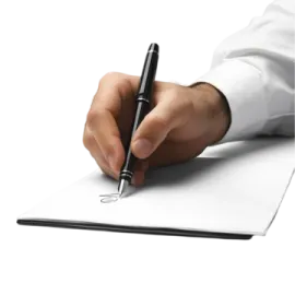 a person writing on a piece of paper with a pen