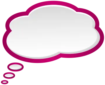 a pink cloud with a white thought bubble