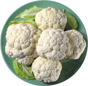 a plate of caulides on a white background