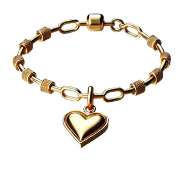 a gold bracelet with a heart charm
