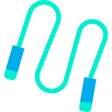 a blue and white icon with the letter m