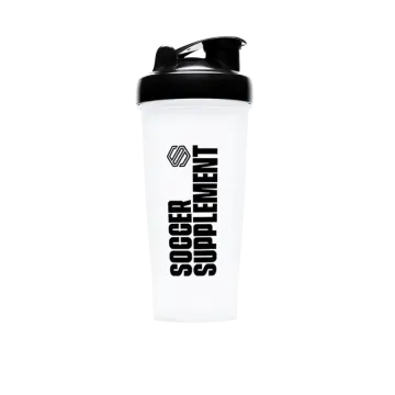 a white and black shaker bottle with the words super on it