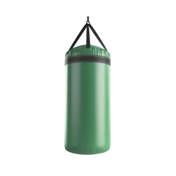 a green punching bag on a white background