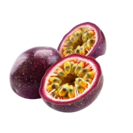 two passion fruit on a white background