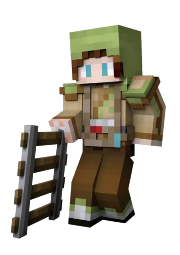 an image of a minecraft character holding a ladder